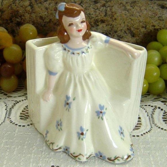 Florence Ceramics Lady girl Figurine Planter Vase